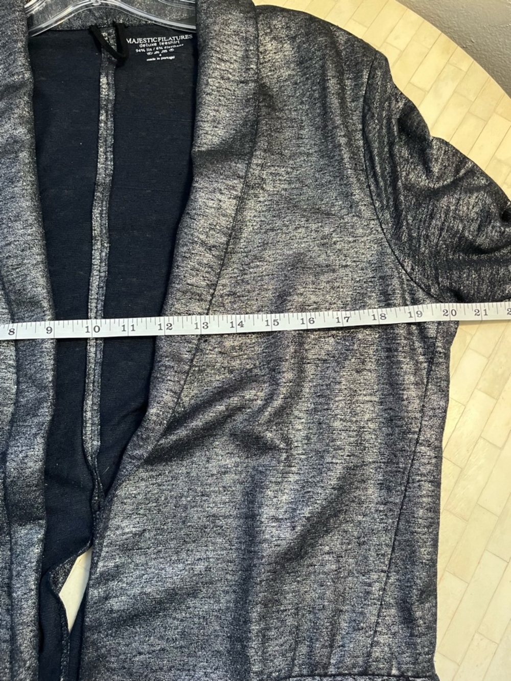 Majestic Filatures Silver Metallic Open Front Linen Blend Cardigan size 4/Large - Picture 9 of 11